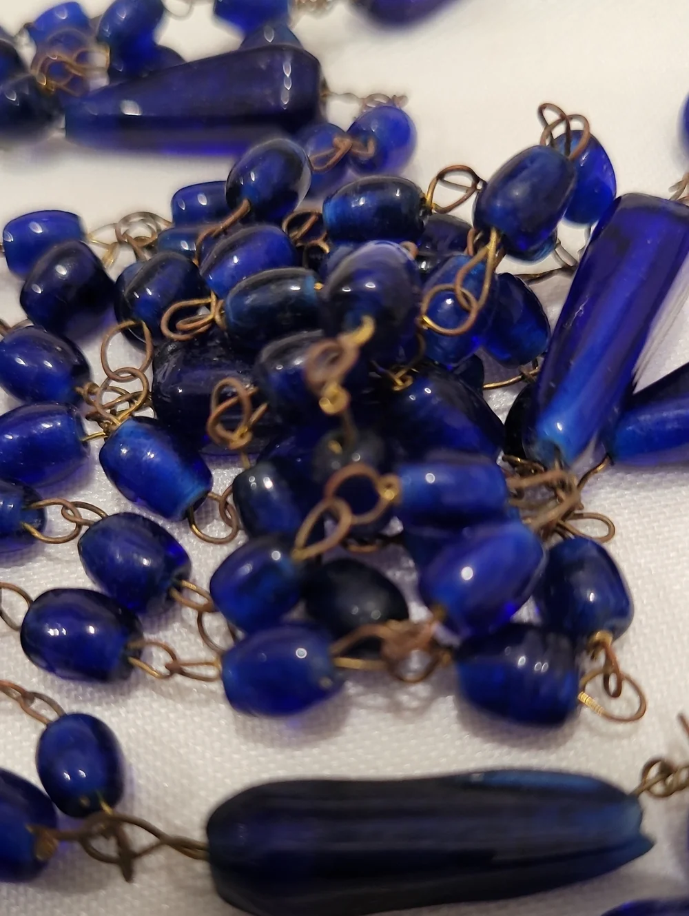 Vintage Hand Crafted Cobalt Glass Necklace 60